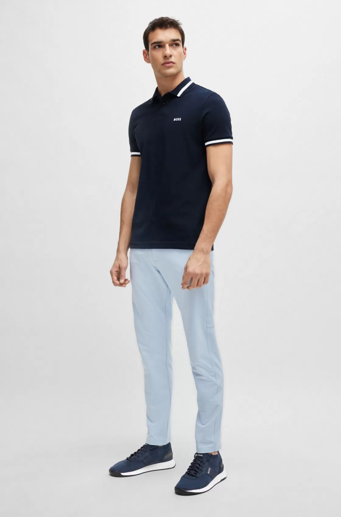 HUGO BOSS Knitted-upper Trainers With Branding And Suede Trims Dark Blue Hot