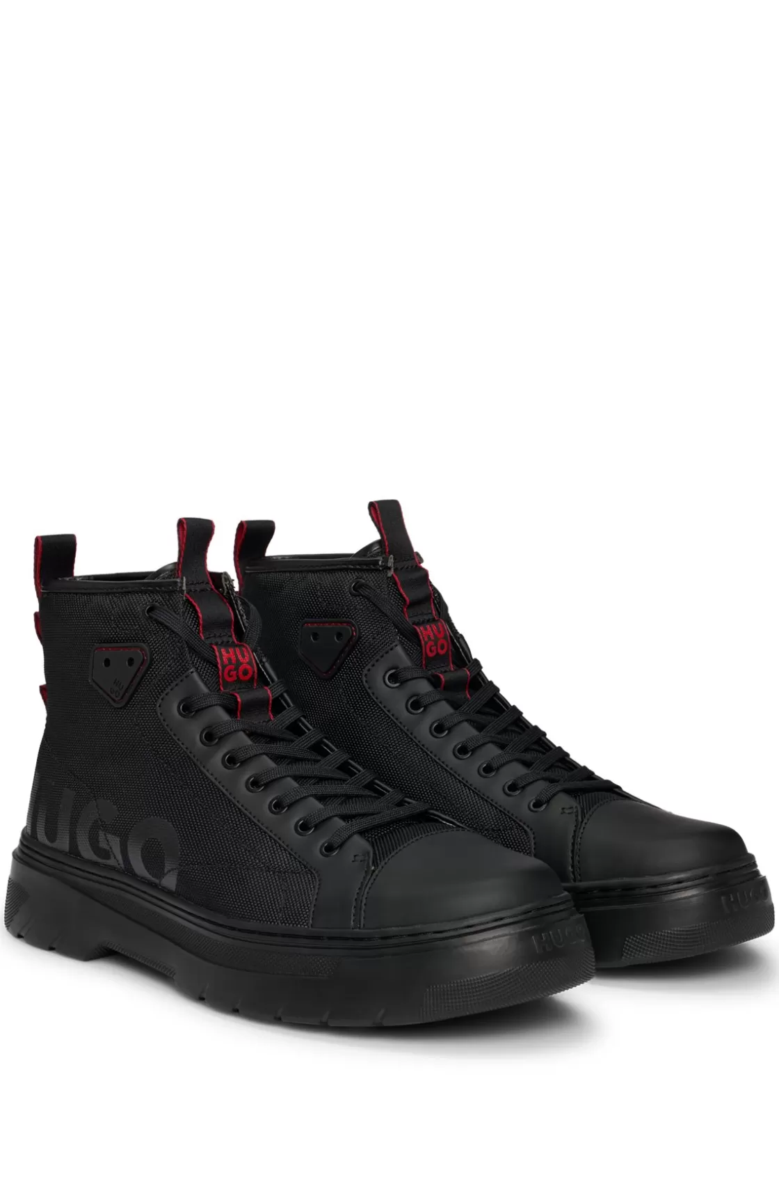 HUGO BOSS Lace-up Boots With Gloss-effect Logo Black Sale