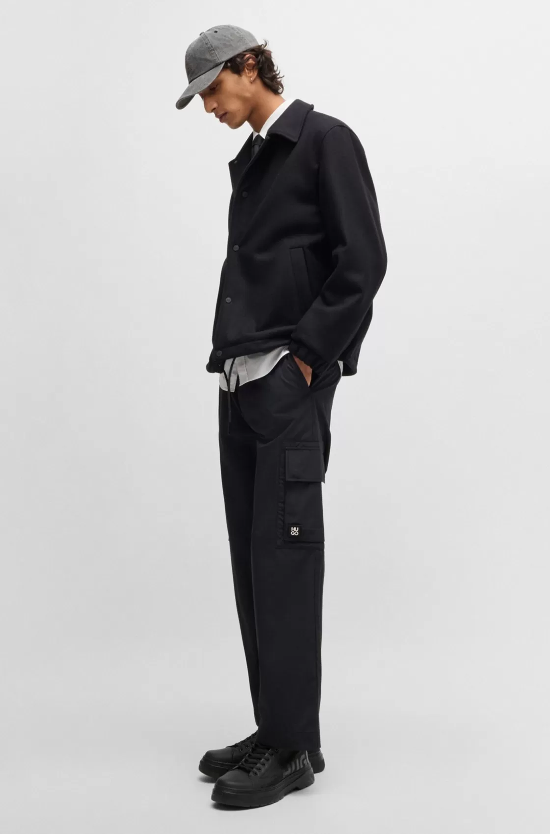 HUGO BOSS Lace-up Boots With Gloss-effect Logo Black Sale