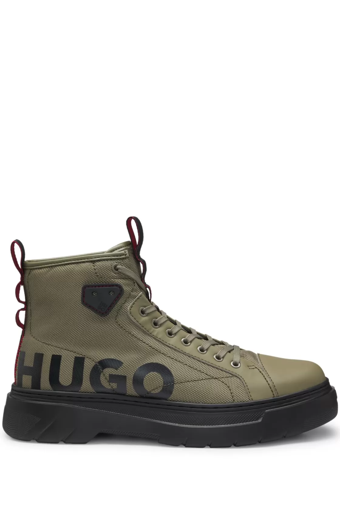 HUGO BOSS Lace-up Boots With Gloss-effect Logo Light Green Best