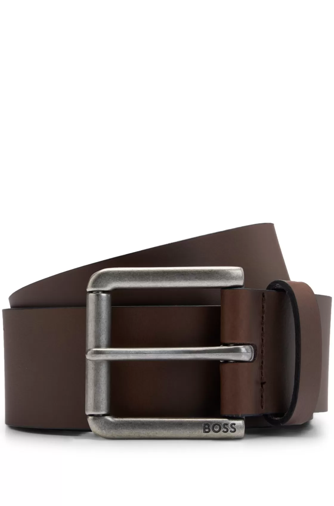 HUGO BOSS Leather Belt With Branded Pin Buckle Dark Brown Cheap