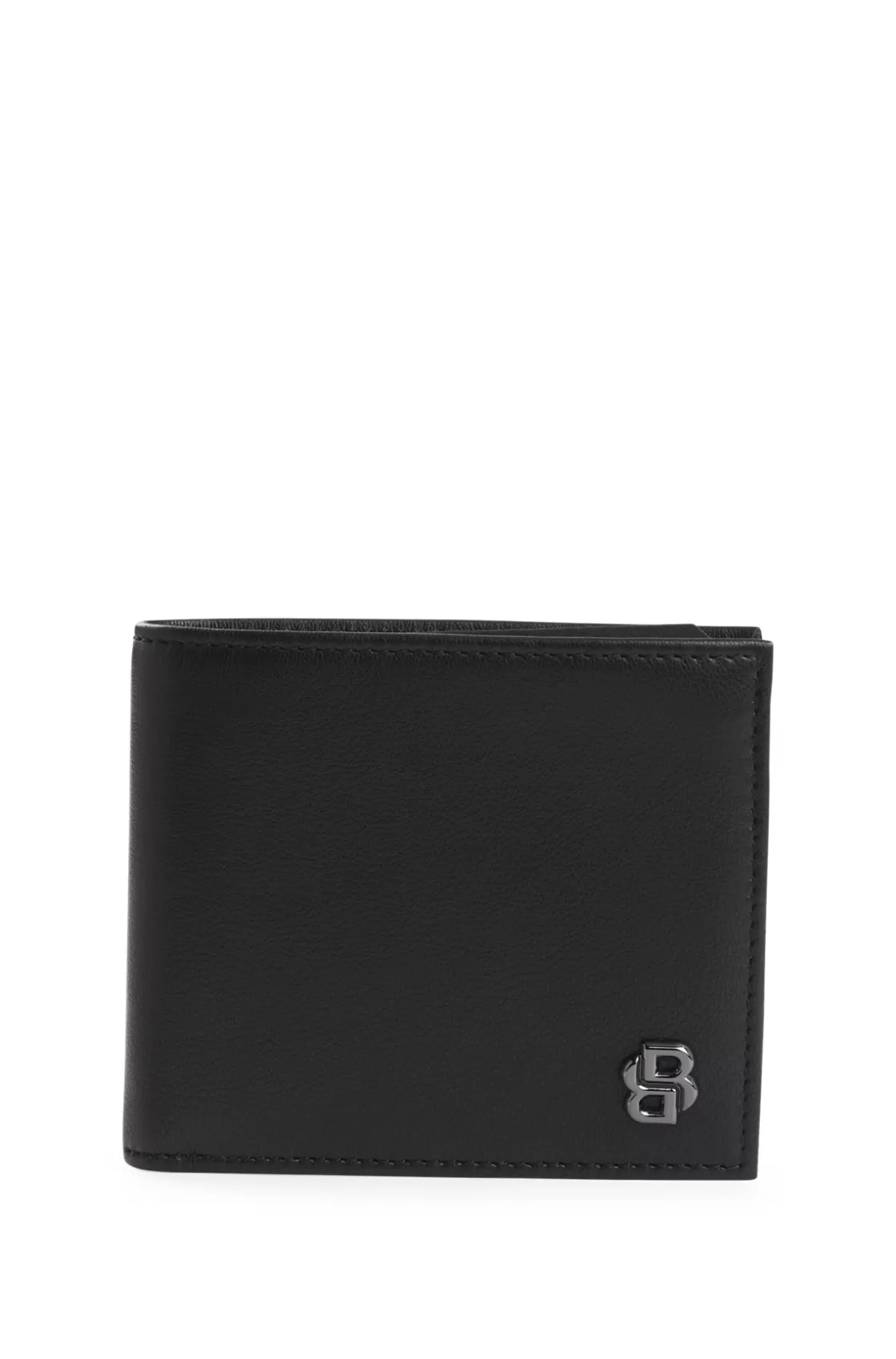 HUGO BOSS Leather Card Holder With Double B Monogram Black Online