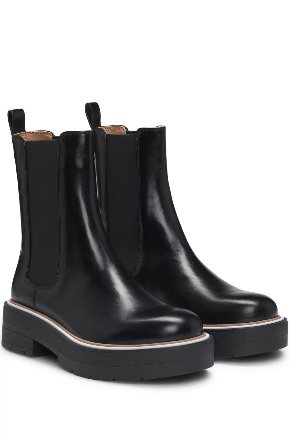 HUGO BOSS Leather Chelsea Boots With Double B Monogram Black Cheap