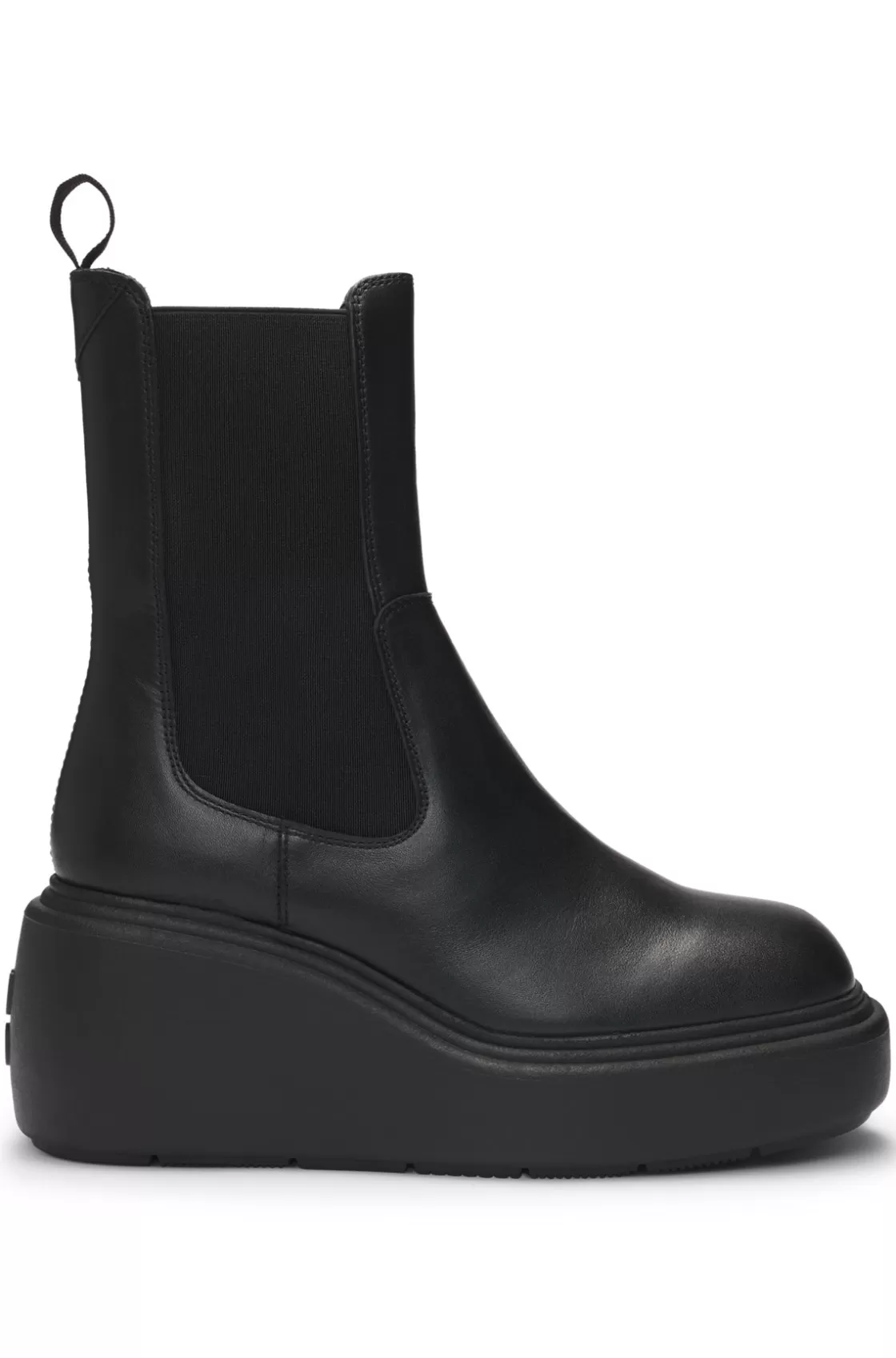 HUGO BOSS Leather Chelsea-style Boots With Wedge Sole Black Store