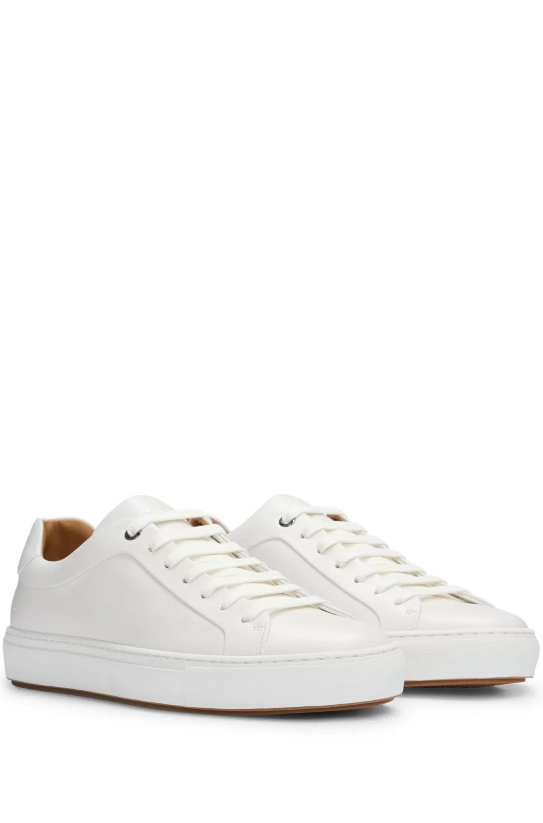 HUGO BOSS Leather Cupsole Trainers With Logo Details Crafted In Italy White Store