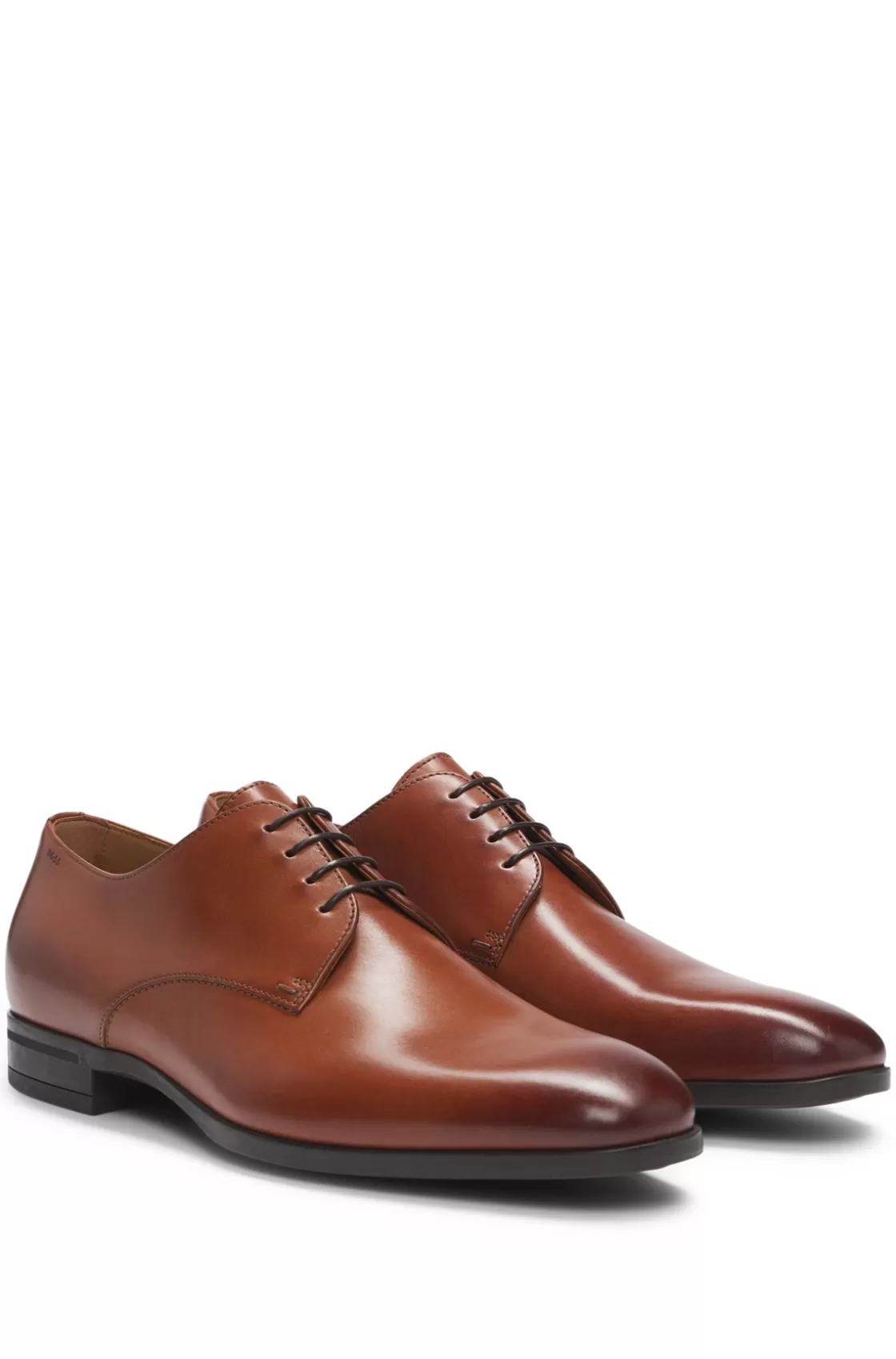 HUGO BOSS Leather Derby Shoes With Rubber Sole Brown Cheap