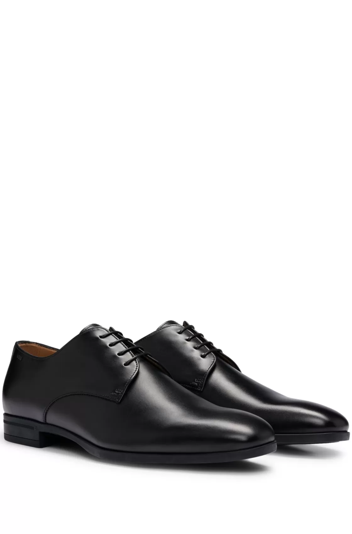 HUGO BOSS Leather Derby Shoes With Rubber Sole Black Cheap