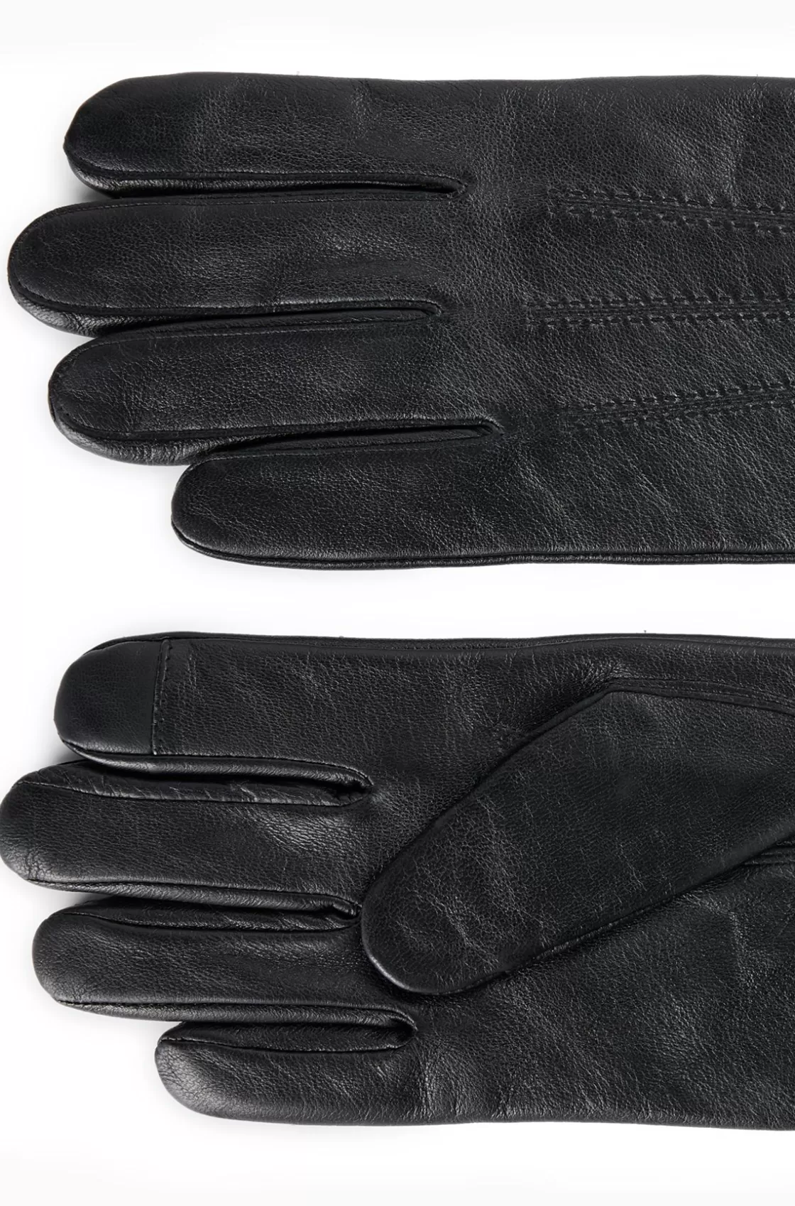 HUGO BOSS Leather Gloves With Wool Lining And Logo Lettering Black Best Sale