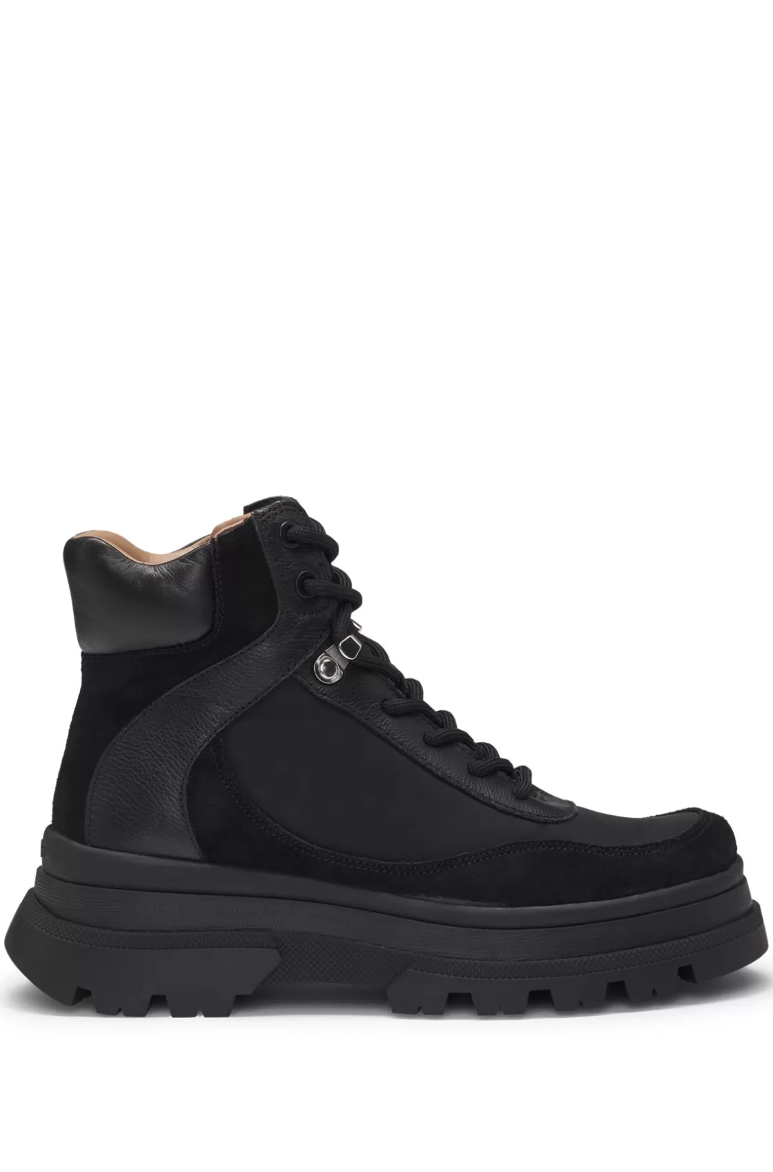 HUGO BOSS Leather Lace-up Boots With Contrasting Trims Black Online