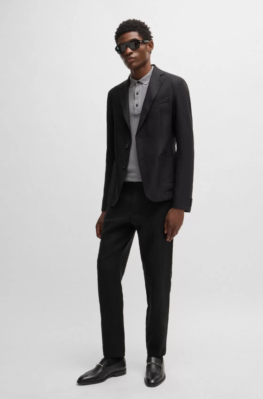 HUGO BOSS Leather Loafers With Branded Hardware Black Online