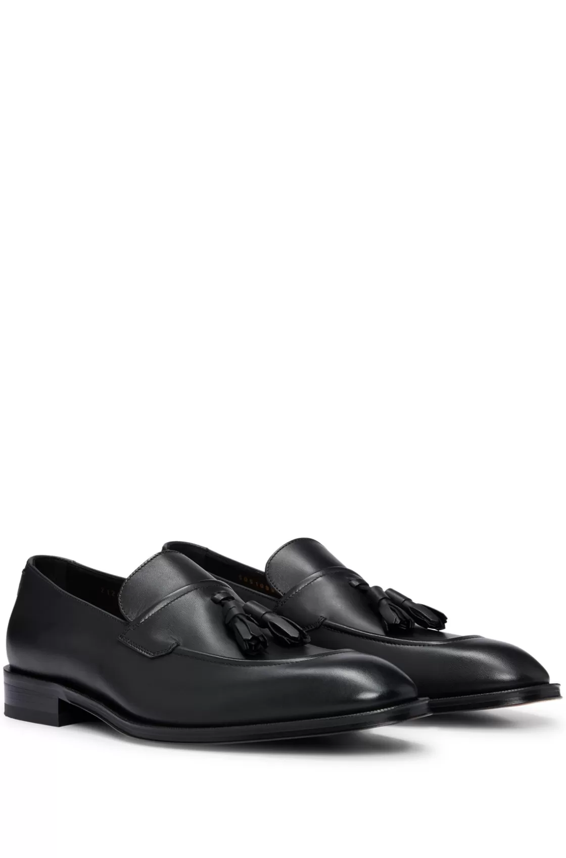 HUGO BOSS Leather Loafers With Tassel Trim Black Outlet