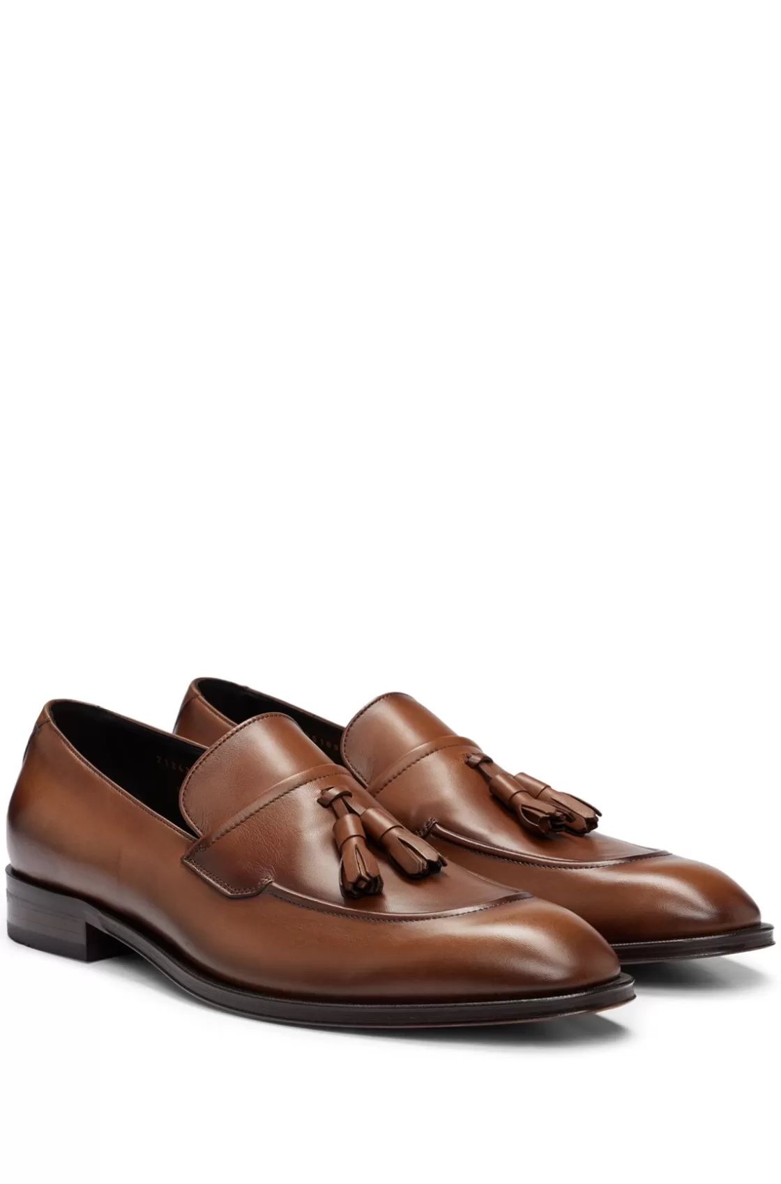 HUGO BOSS Leather Loafers With Tassel Trim Brown Cheap