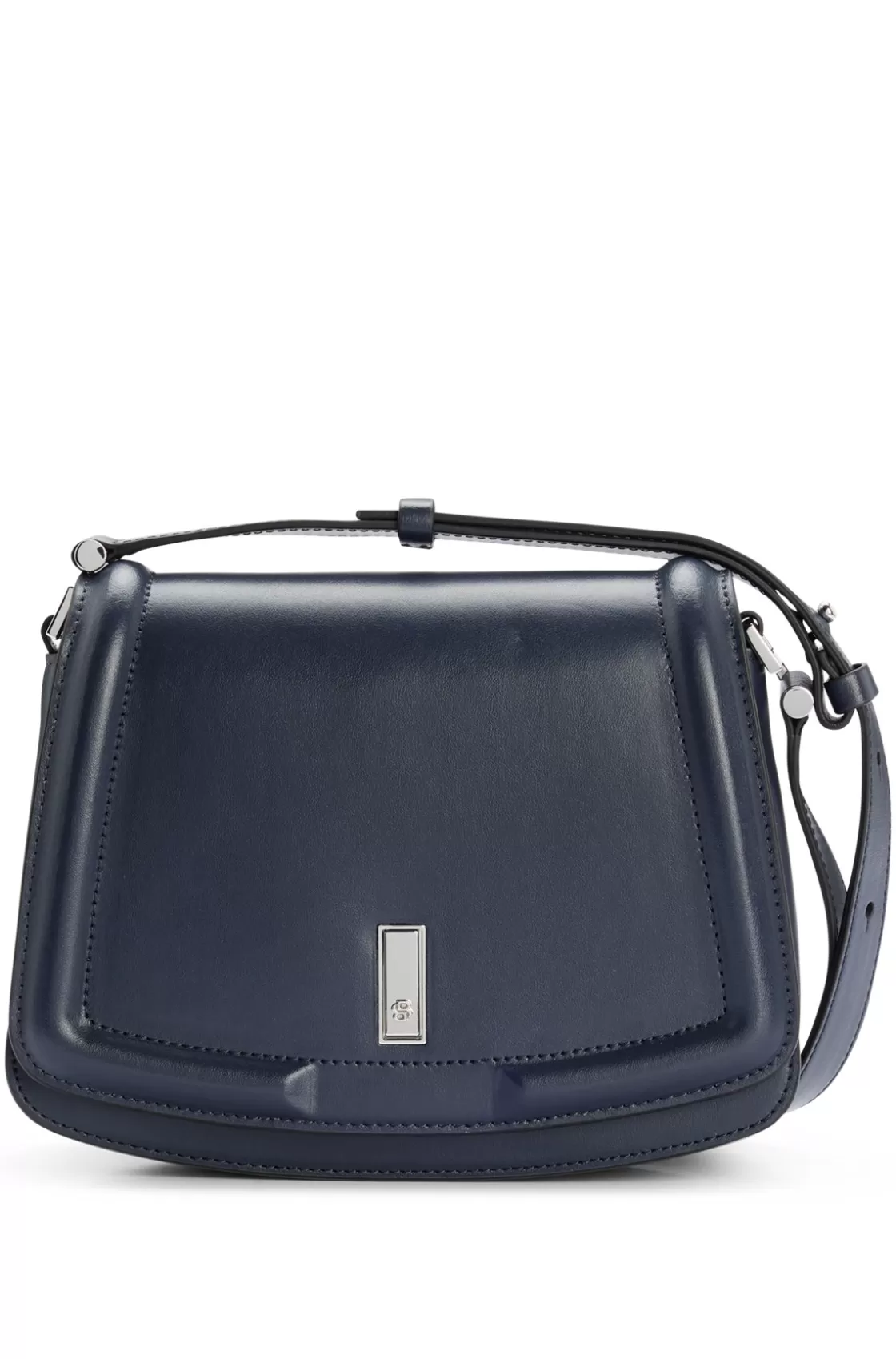 HUGO BOSS Leather Saddle Bag With Signature Hardware And Monogram Dark Blue Best Sale