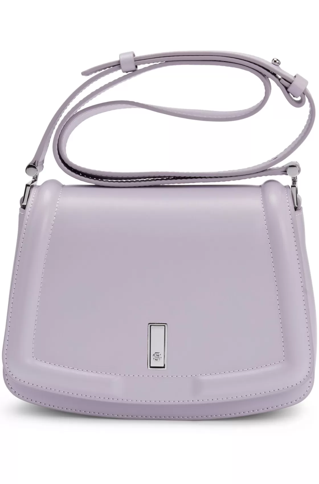HUGO BOSS Leather Saddle Bag With Signature Hardware And Monogram Light Purple Flash Sale