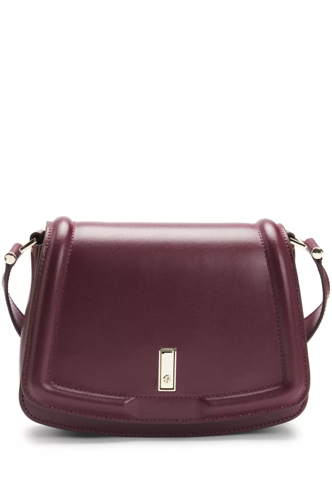 HUGO BOSS Leather Saddle Bag With Signature Hardware And Monogram Dark Red Cheap