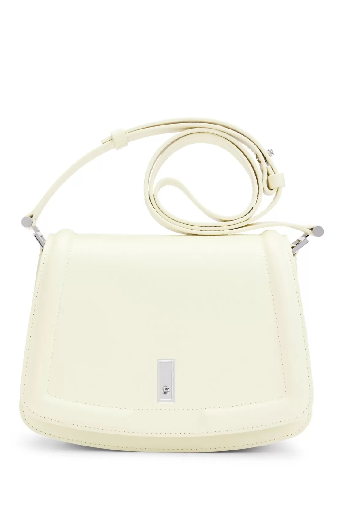 HUGO BOSS Leather Saddle Bag With Signature Hardware And Monogram Light Yellow Best