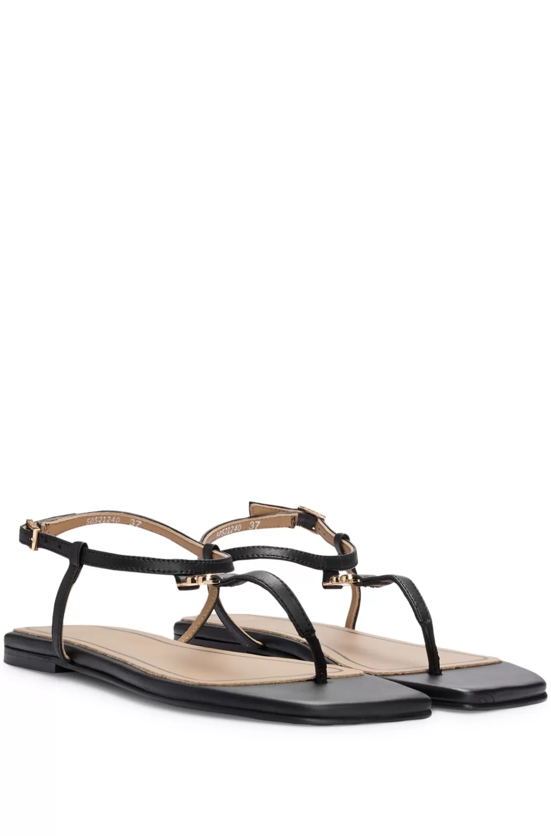 HUGO BOSS Leather Sandals With Toe-post Detail Black Sale