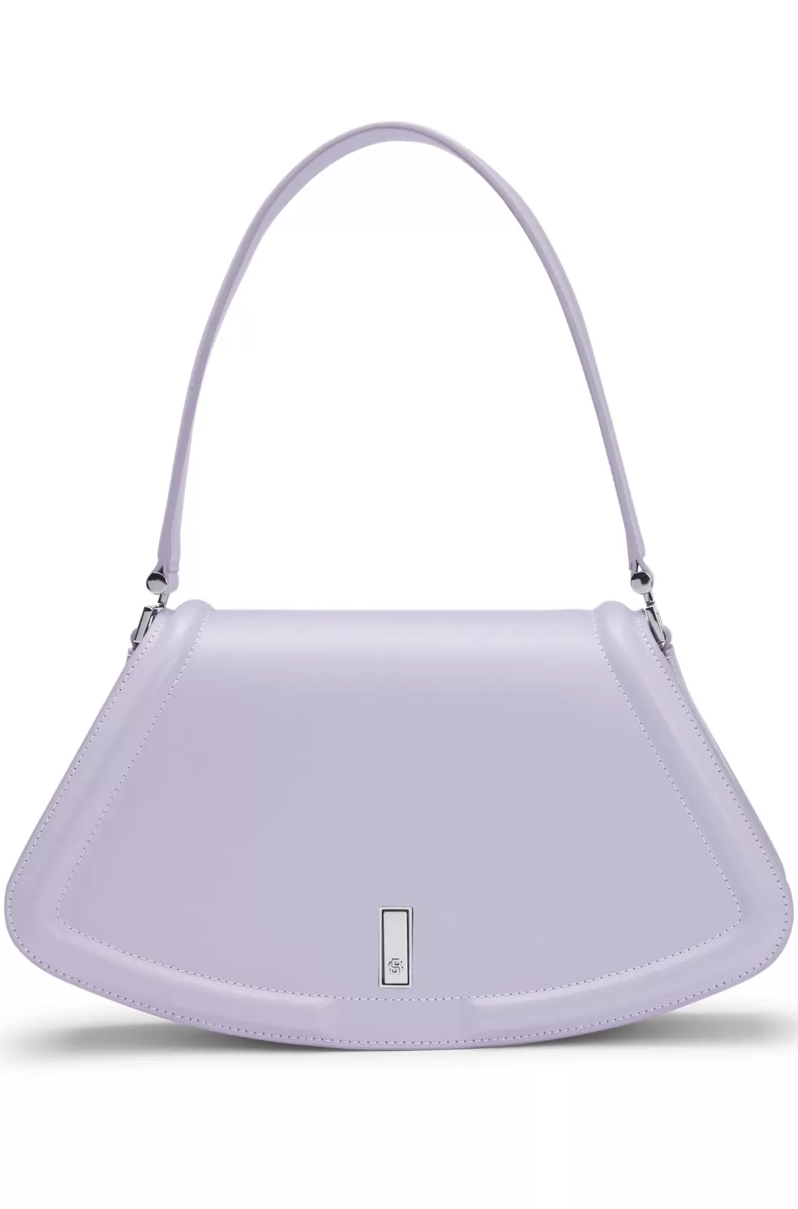 HUGO BOSS Leather Shoulder Bag With Signature Hardware Light Purple Clearance
