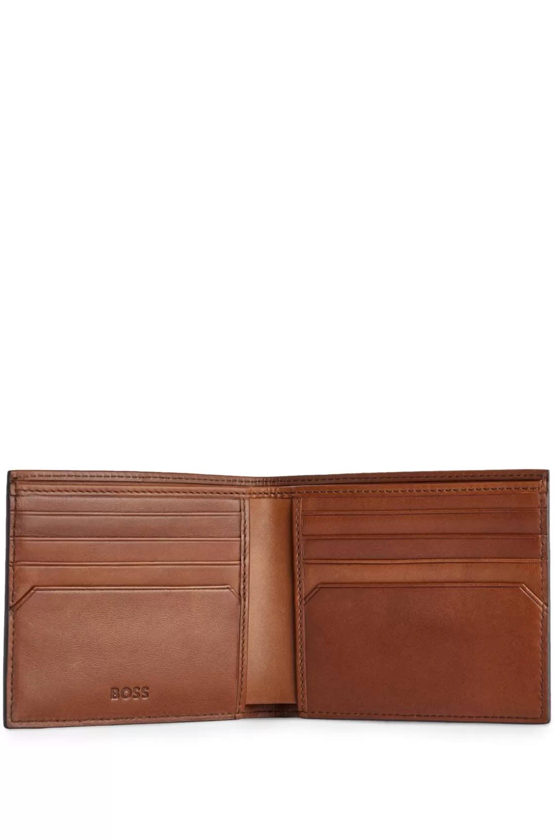 HUGO BOSS Leather Wallet With Polished-silver Lettering Brown Sale