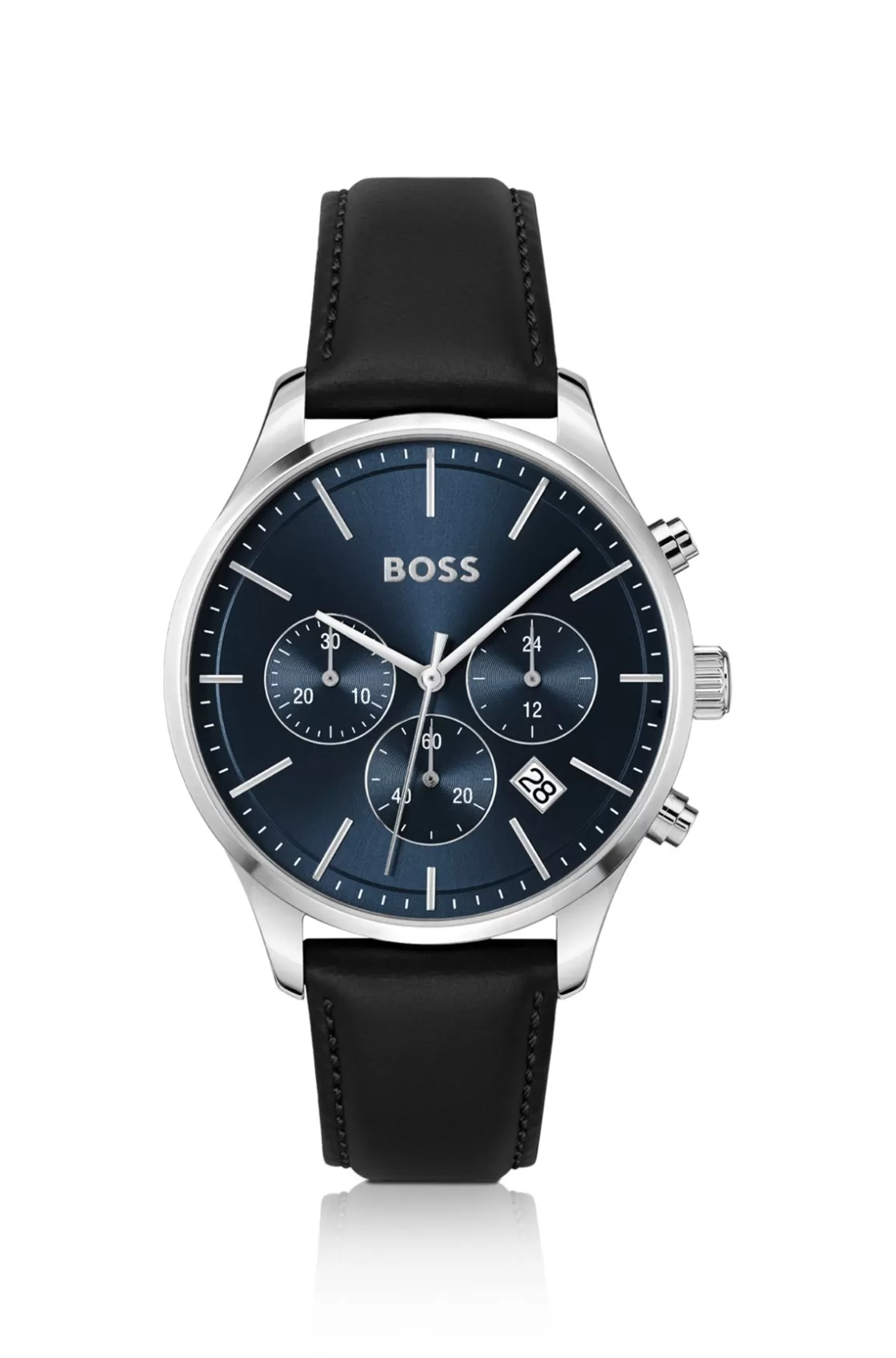 HUGO BOSS Leather-strap Chronograph Watch With Blue Dial Assorted-Pre-Pack Hot