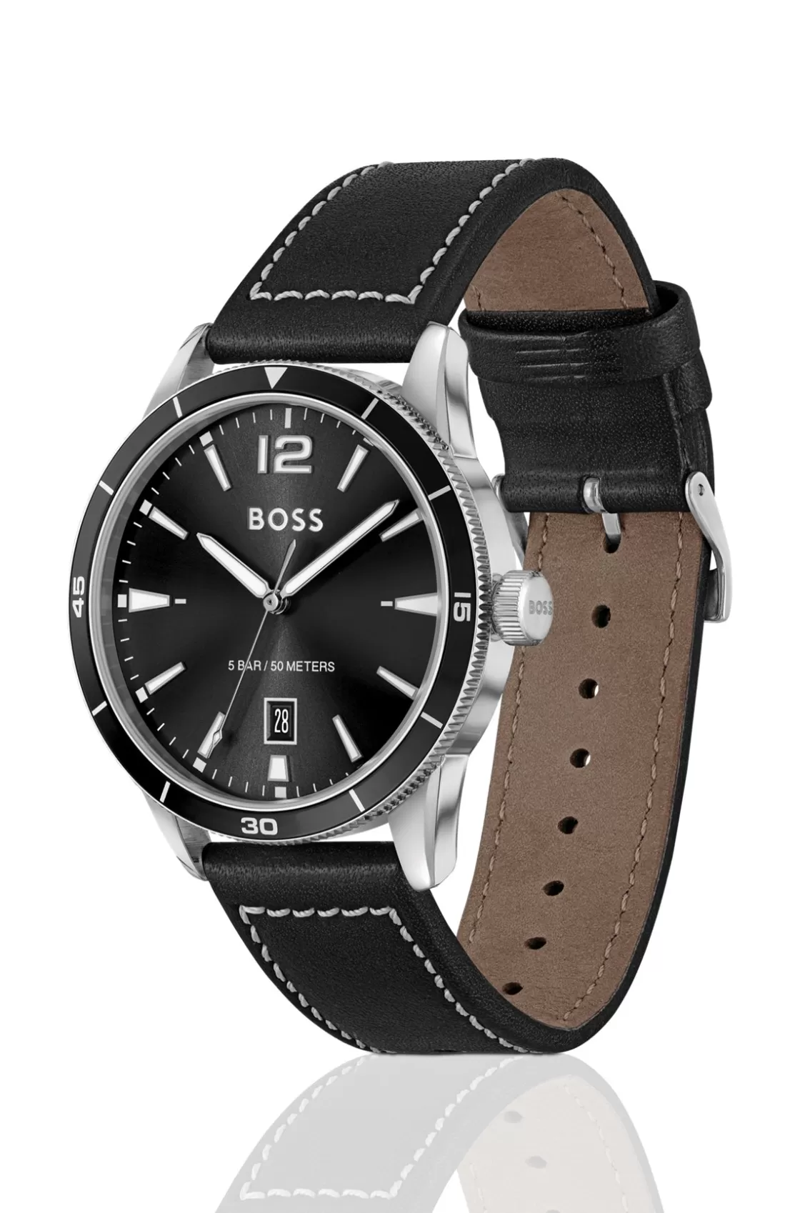 HUGO BOSS Leather-strap Watch With Black Dial Assorted-Pre-Pack Clearance