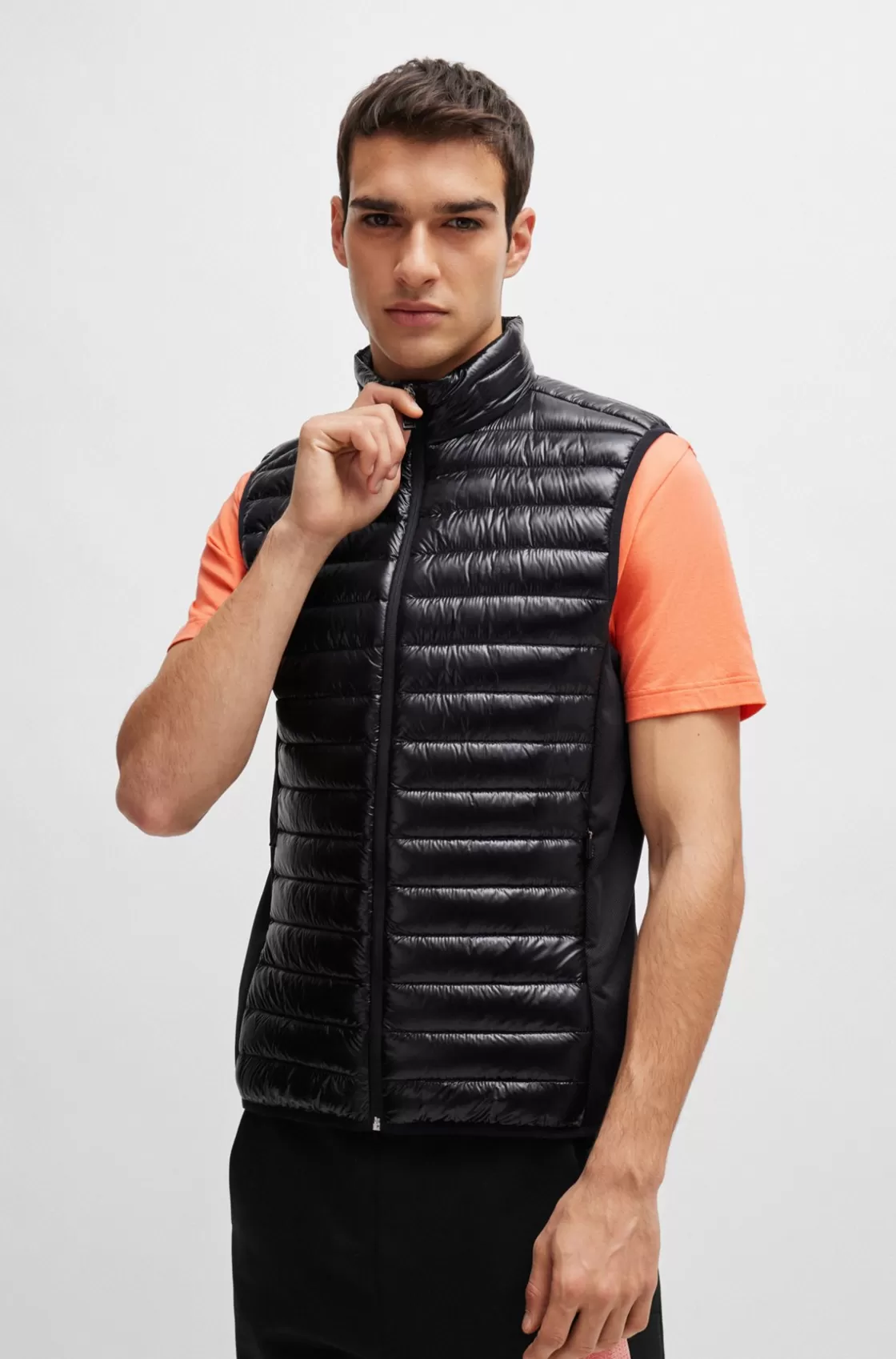 HUGO BOSS Lightweight Water-repellent Gilet With Down Filling Black Online