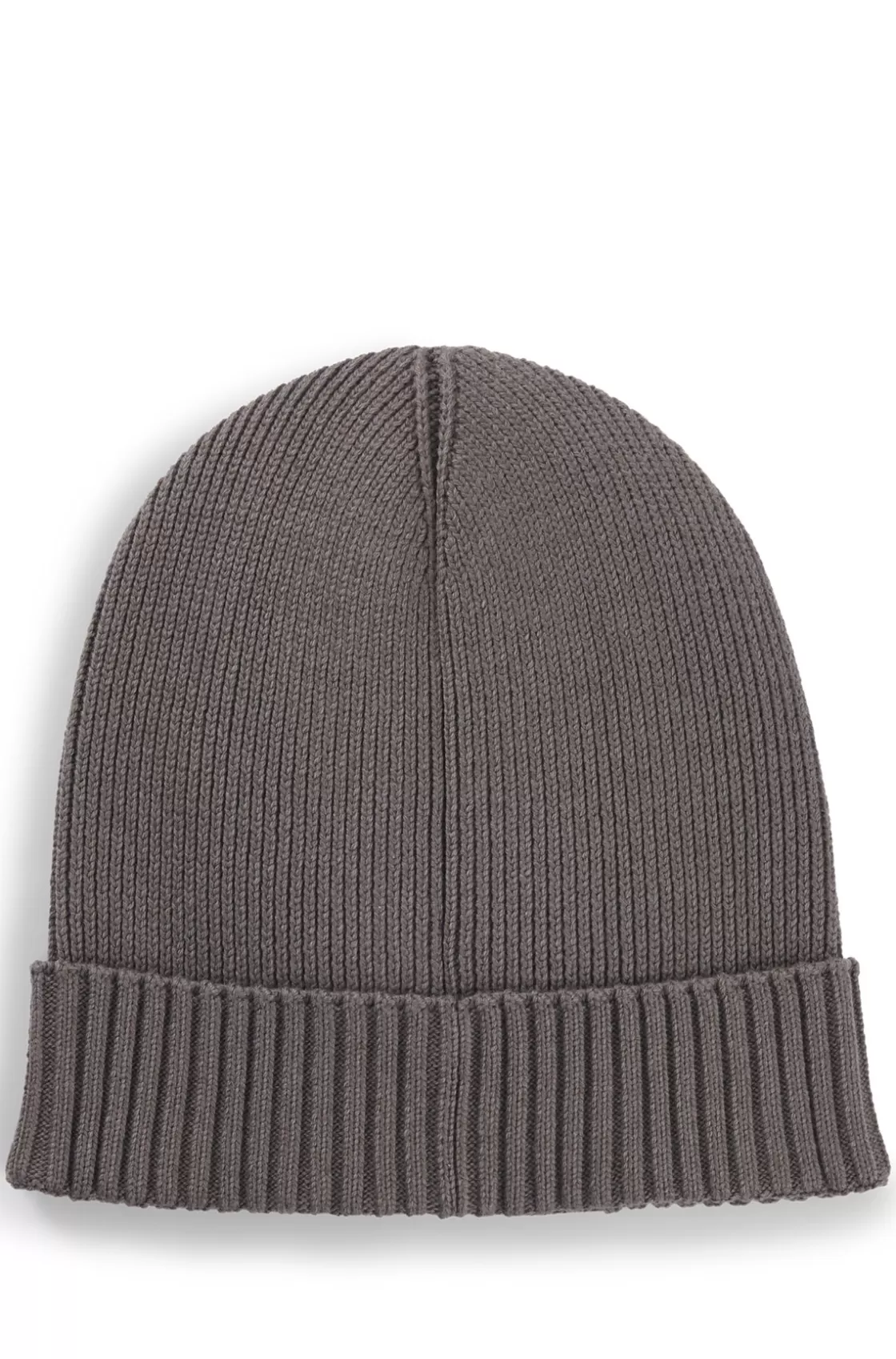 HUGO BOSS Logo-detail Beanie Hat In Cotton And Wool Light Grey Best
