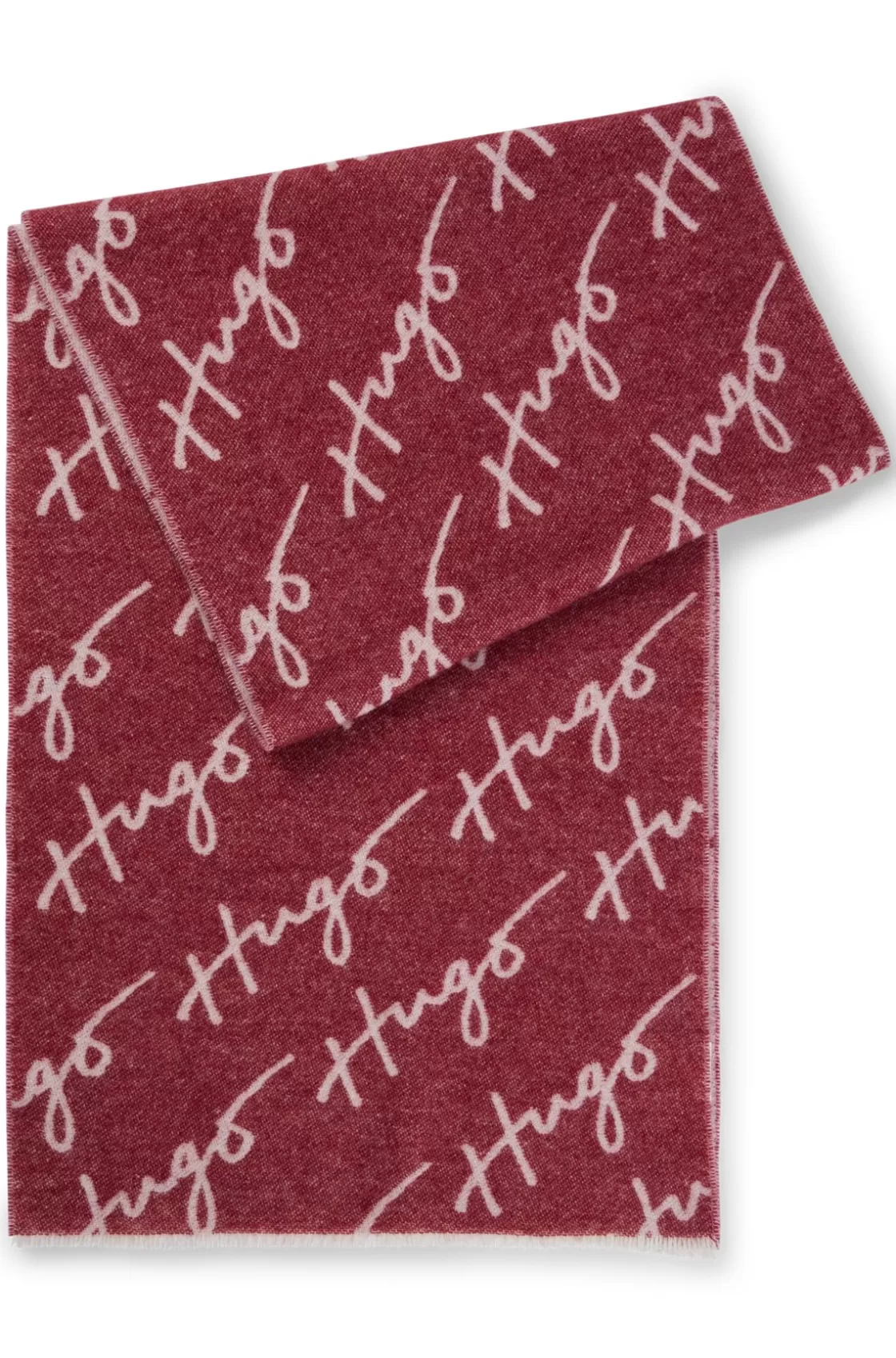 HUGO BOSS Logo-detail Scarf In Wool Red Best