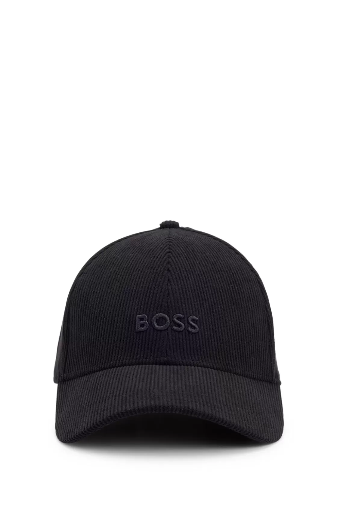 HUGO BOSS Logo-embroidered Cap In Baby Corduroy Black New