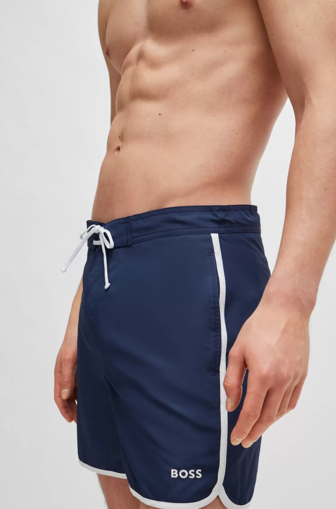 HUGO BOSS Logo-embroidered Quick-dry Swim Shorts With Contrast Details Dark Blue Shop