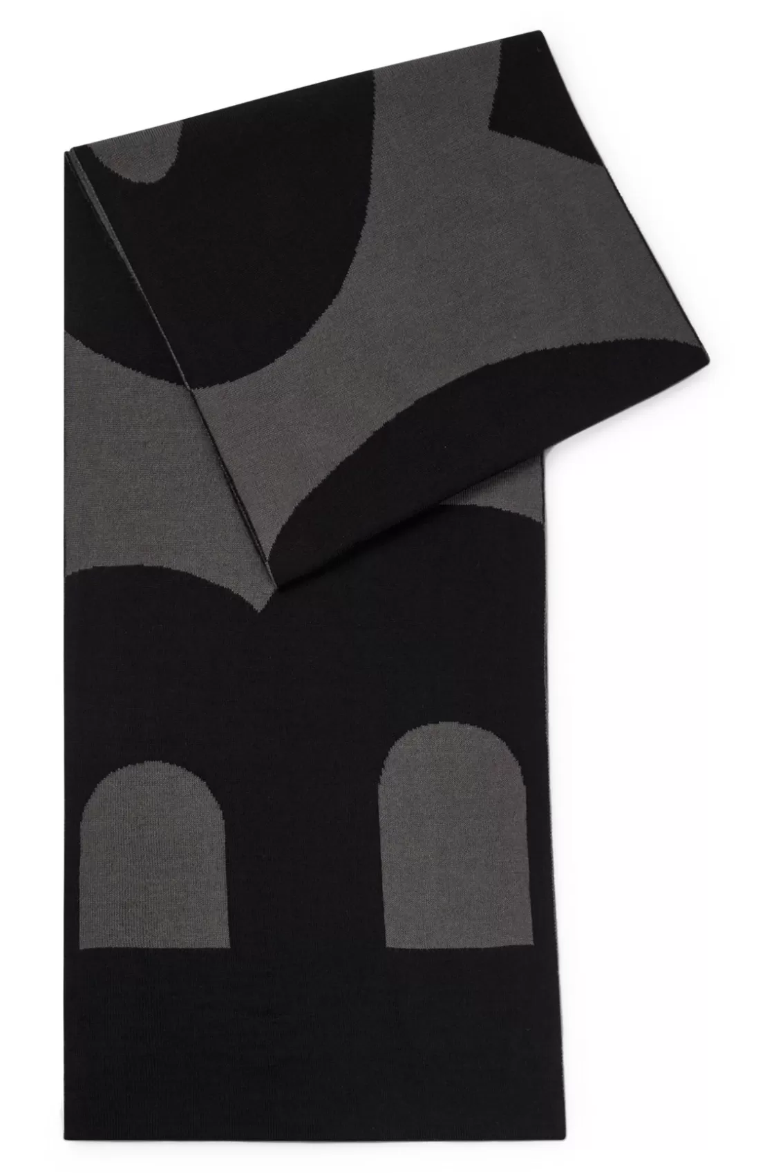 HUGO BOSS Logo-jacquard Scarf Blended With Wool Dark Grey Best Sale