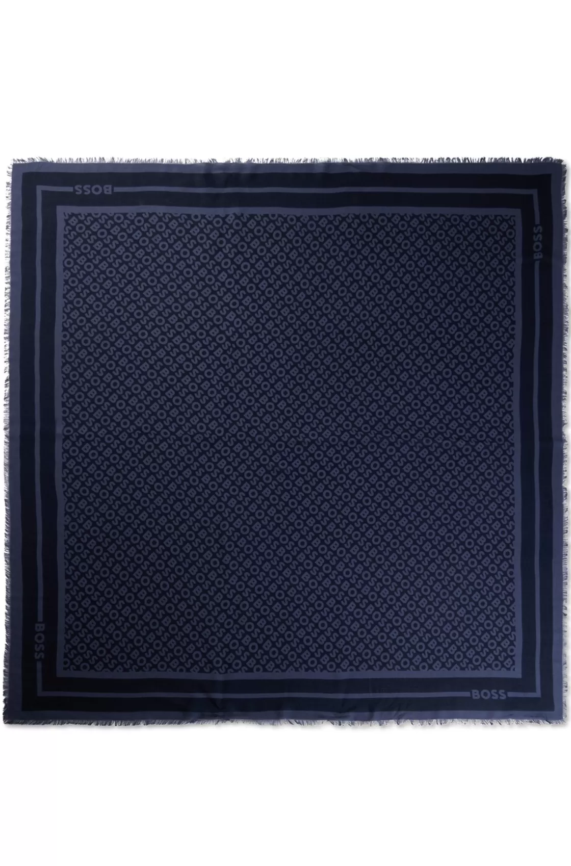 HUGO BOSS Logo-print Scarf In Modal And Silk Dark Blue Best