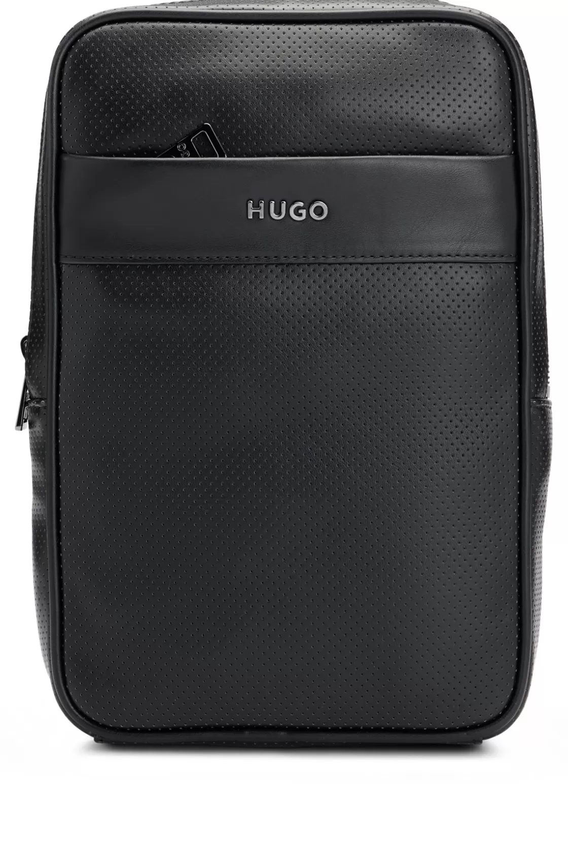 HUGO BOSS Logo-trim Backpack In Perforated Faux Leather Black Flash Sale