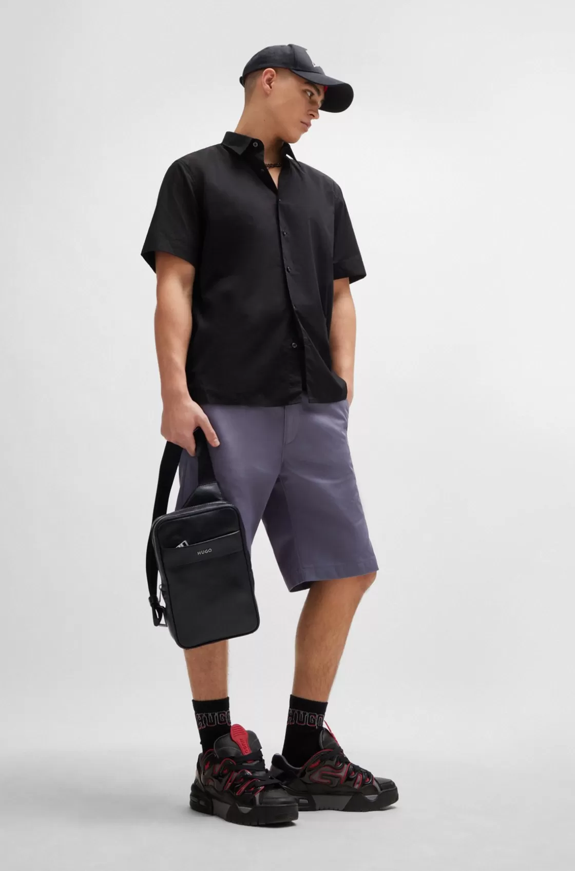HUGO BOSS Logo-trim Backpack In Perforated Faux Leather Black Flash Sale