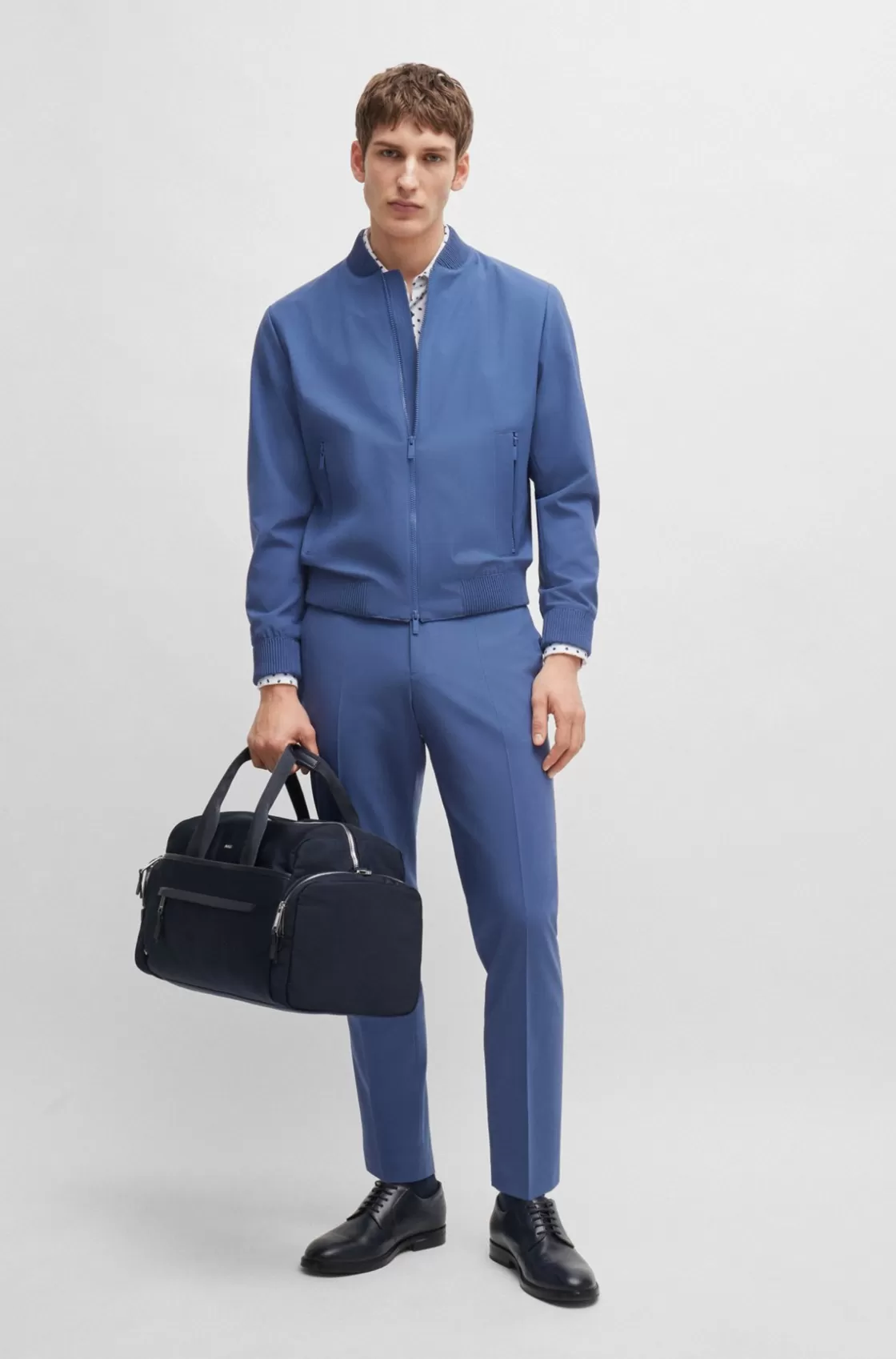 HUGO BOSS Logo-trimmed Holdall In Structured Nylon With Smart Sleeve Dark Blue Discount