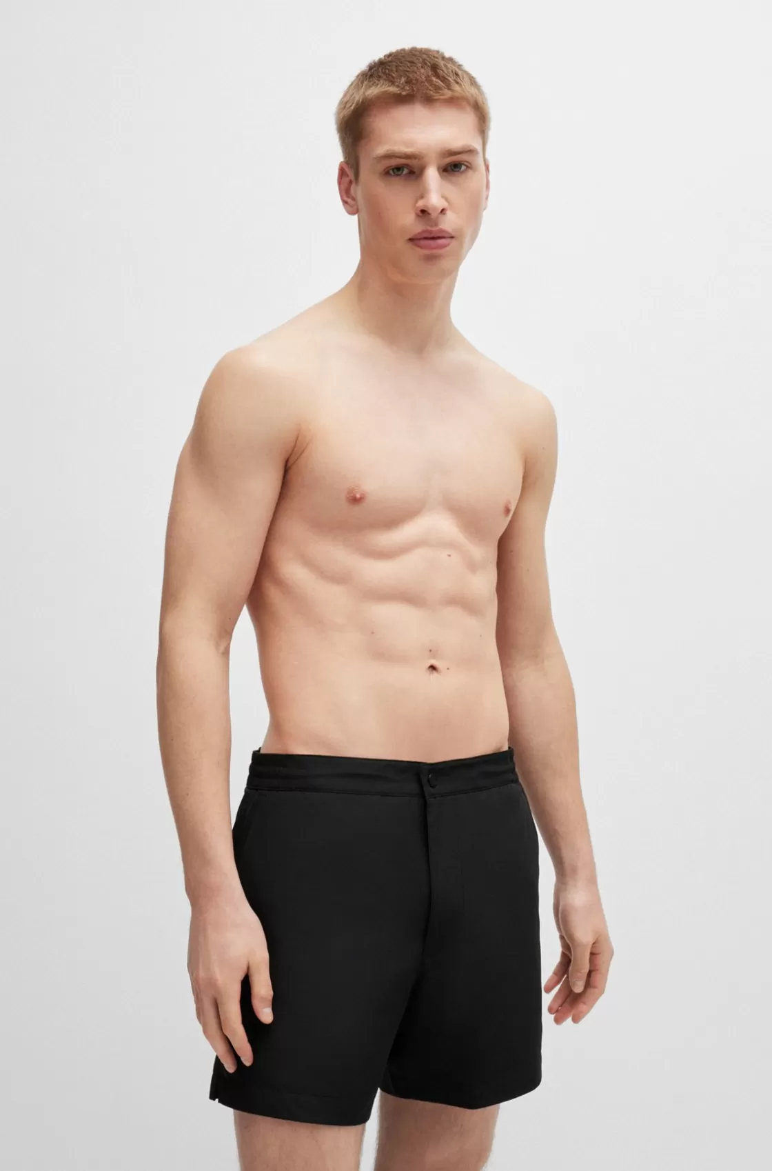 HUGO BOSS Logo-trimmed Swim Shorts In Quick-dry Ripstop Fabric Black Hot