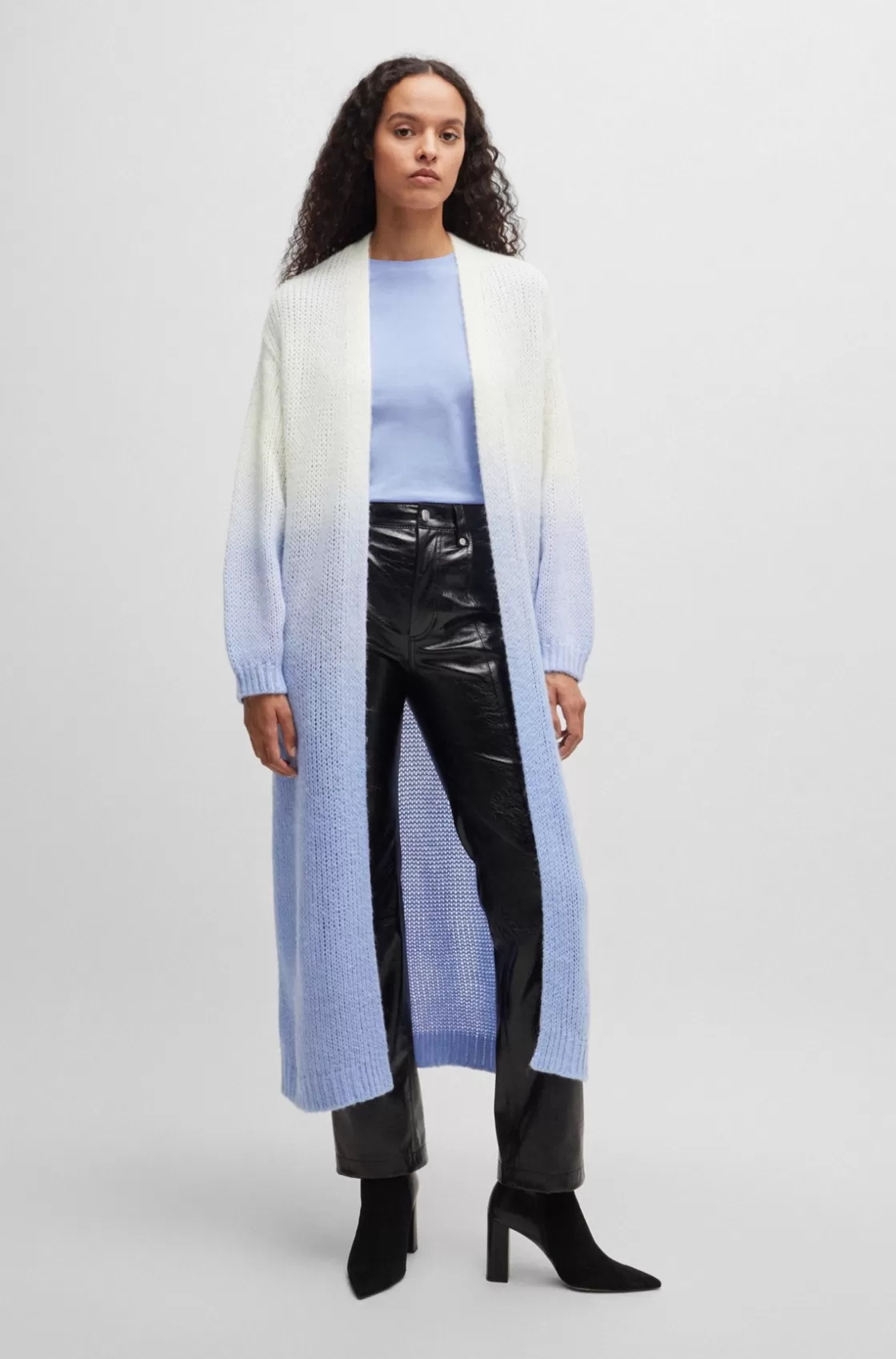 HUGO BOSS Long-length Dip-dye Cardigan With Wool And Alpaca Patterned Outlet