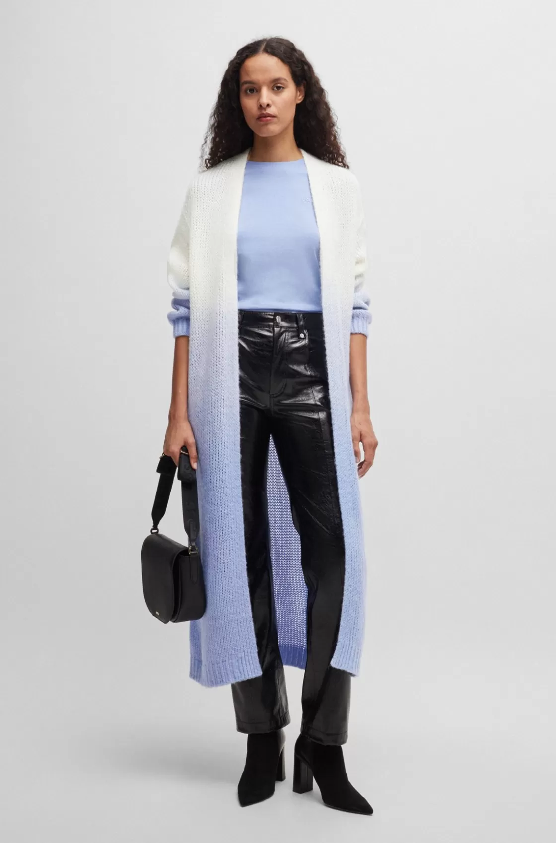 HUGO BOSS Long-length Dip-dye Cardigan With Wool And Alpaca Patterned Outlet