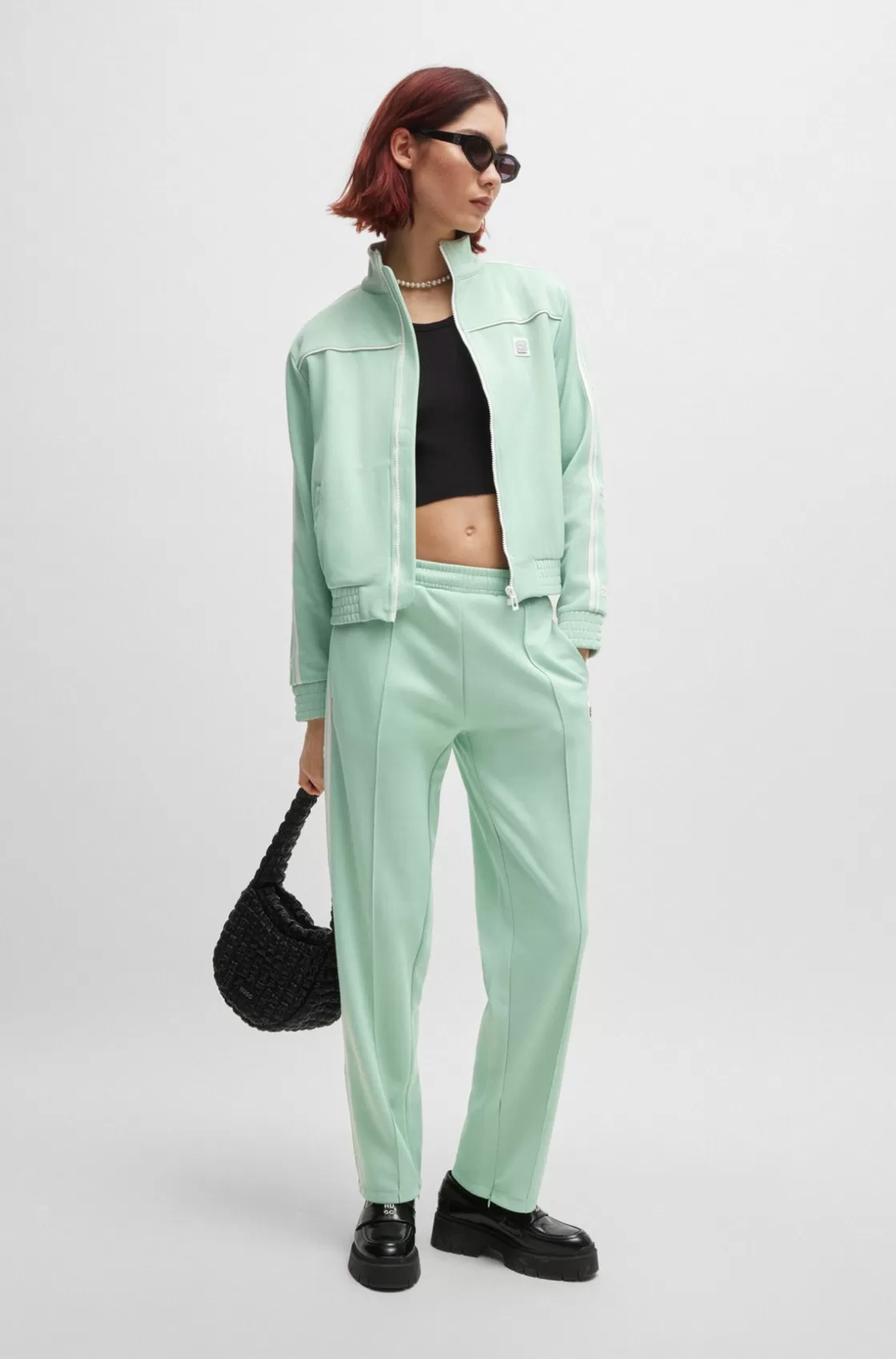 HUGO BOSS Loose-fit Jersey Jacket With Stacked Logo Light Green Shop