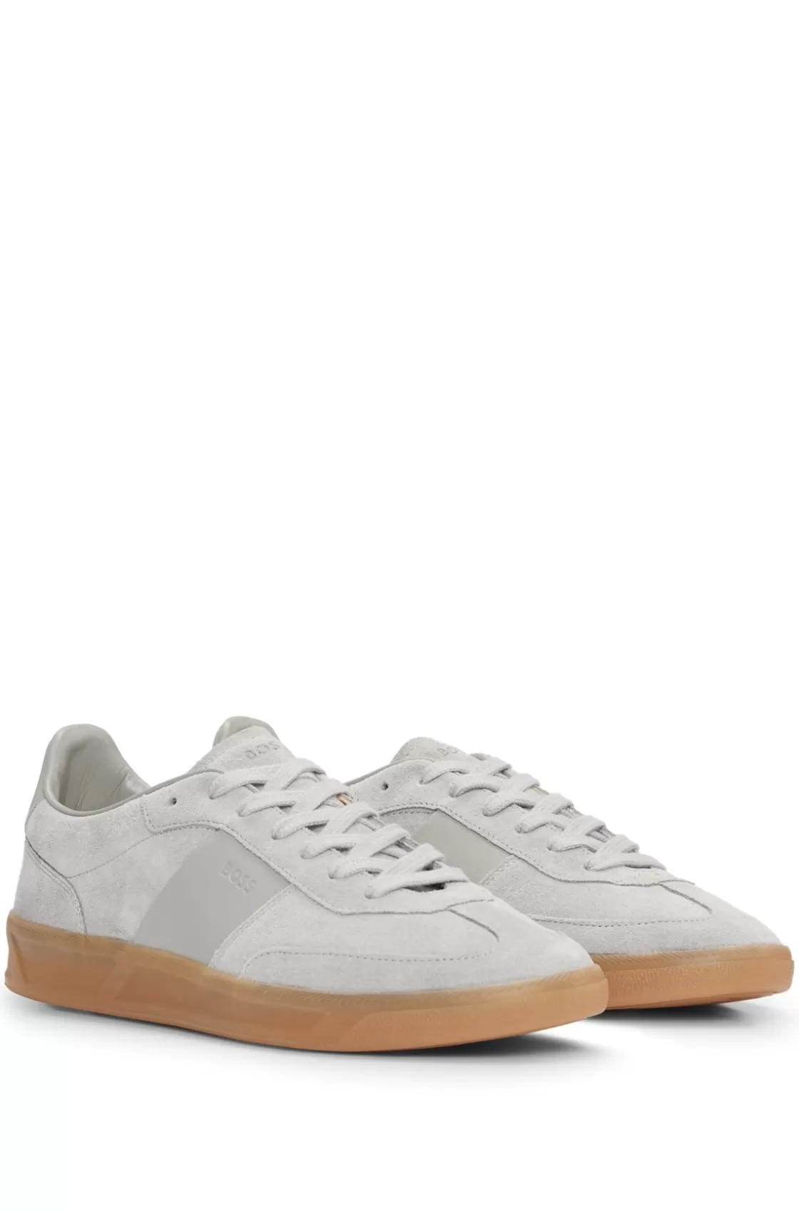 HUGO BOSS Low-top Trainers In Leather And Suede Light Grey Outlet