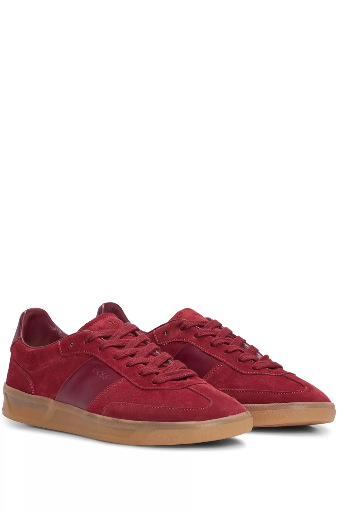 HUGO BOSS Low-top Trainers In Leather And Suede Dark Red Shop