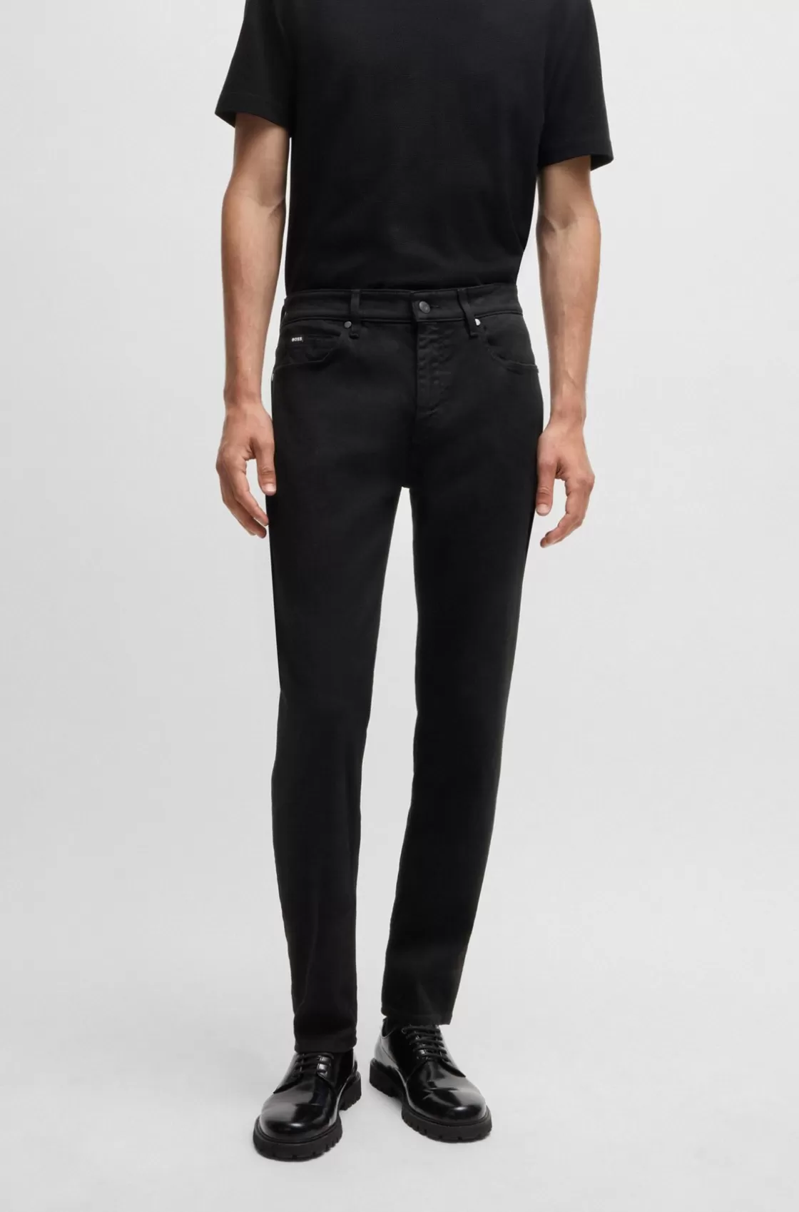 HUGO BOSS Maine Regular-fit Jeans In Super-soft Italian Denim Black Flash Sale
