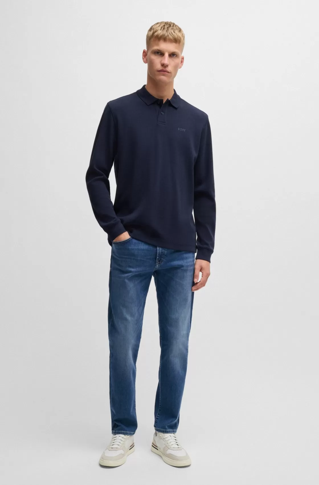 HUGO BOSS Maine Regular-fit Jeans In Blue Super-stretch Denim Dark Blue Cheap