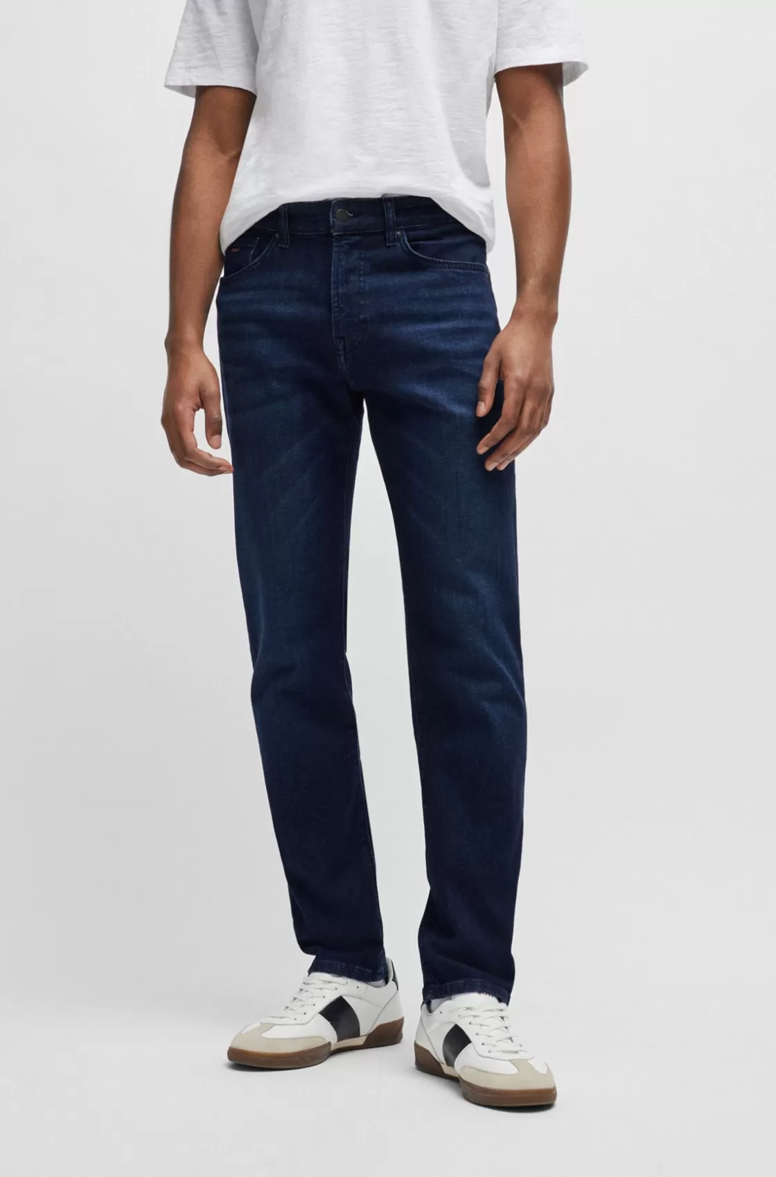 HUGO BOSS Maine Regular-fit Jeans In Dark-blue Comfort-stretch Denim Dark Blue New