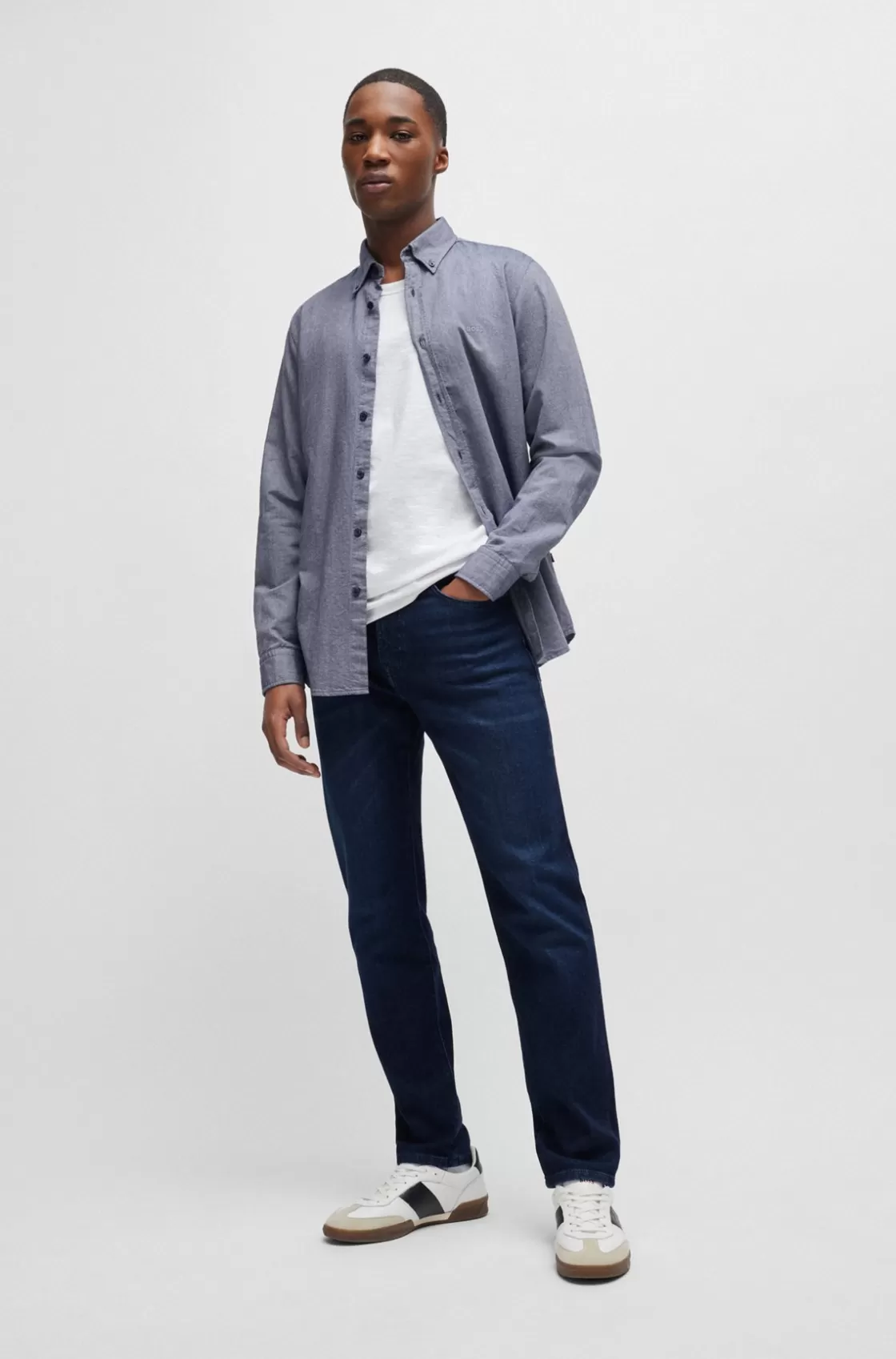 HUGO BOSS Maine Regular-fit Jeans In Dark-blue Comfort-stretch Denim Dark Blue New