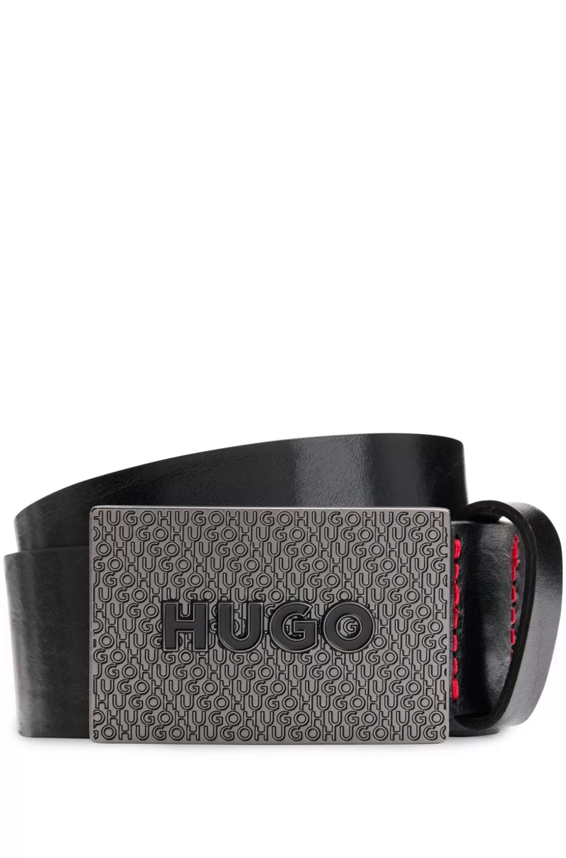 HUGO BOSS Matte Leather Belt With Branded Plaque Buckle Black Shop