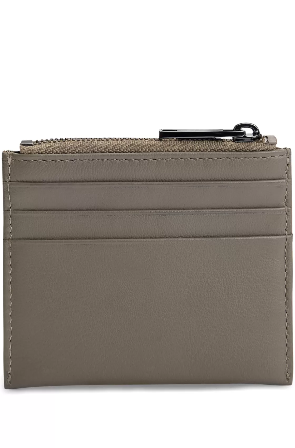 HUGO BOSS Matte-leather Card Holder With Double B Monogram Khaki Fashion