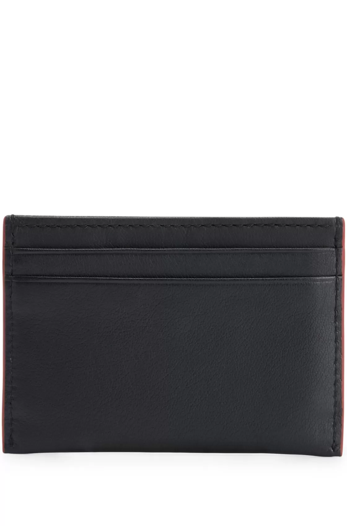 HUGO BOSS Matte-leather Card Holder With Embossed Logo Black Outlet