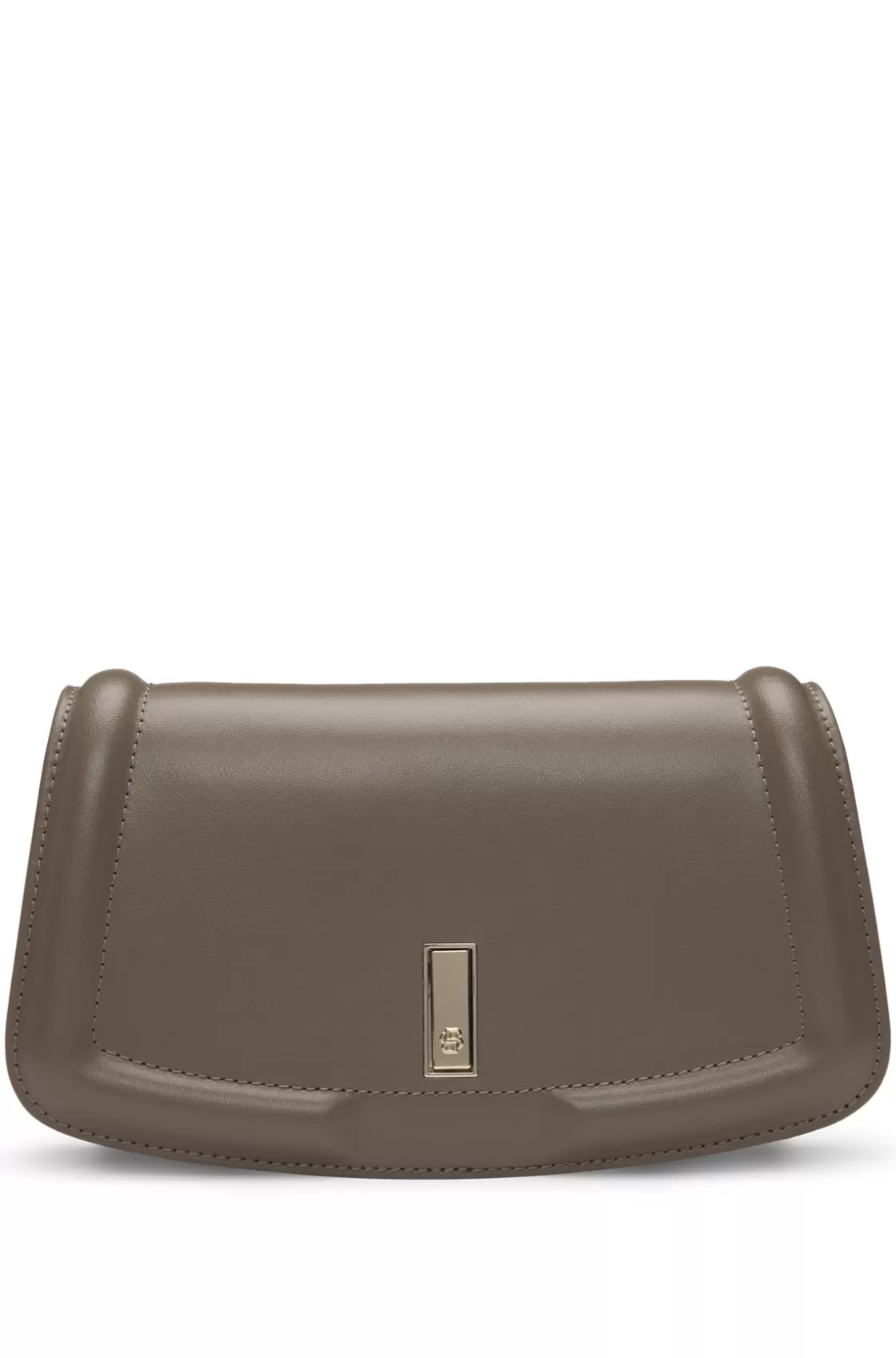 HUGO BOSS Matte-leather Clutch Bag With Signature Hardware Brown Discount