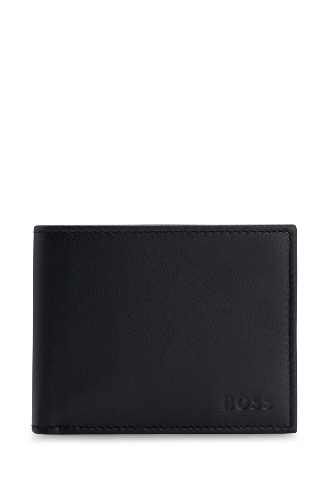 HUGO BOSS Matte-leather Wallet With Embossed Logo And Polished Hardware Black Fashion